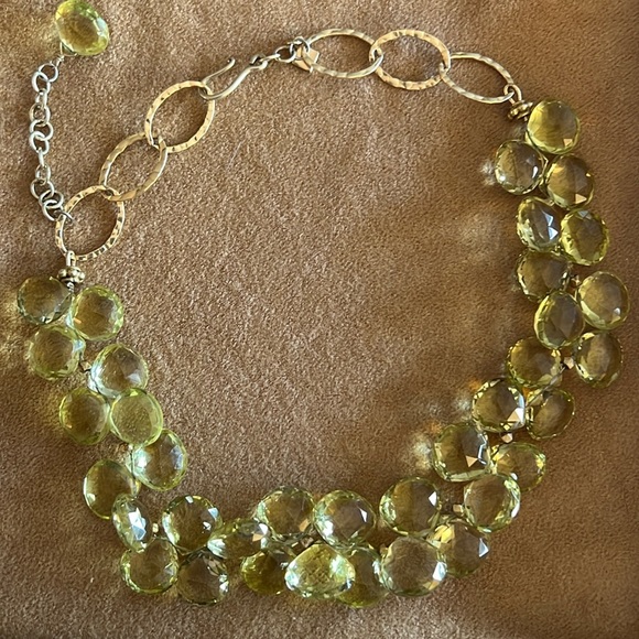 Green Amethyst and 14k Gold Necklace